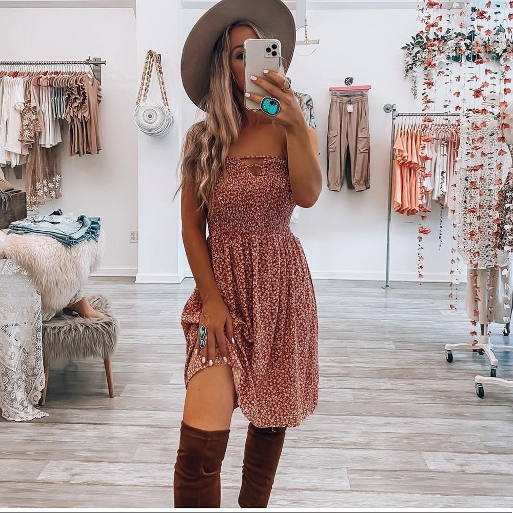 Strapless Floral Dress